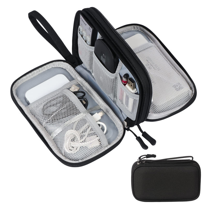 Skycase Travel Cable Organizer,Electronics Accessories Cases, All-in-One Storage Bag,[Waterproof] Accessories Carry Bag for USB Data Cable,Earphone Wire,Power Bank, Phone,Black-1 Black Medium