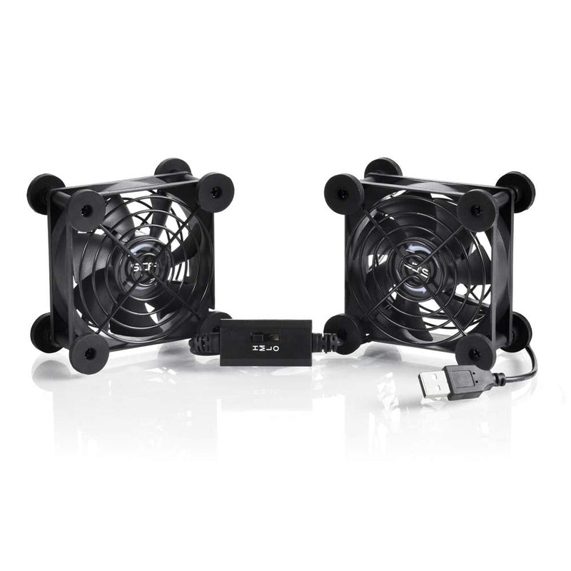 SCCCF Dual 80mm USB Speed Control Fan, 5V Portable Cooling Fan for Flat-Screen TV Receiver Router DVR Playstation Xbox Computer Cabinet Cooler