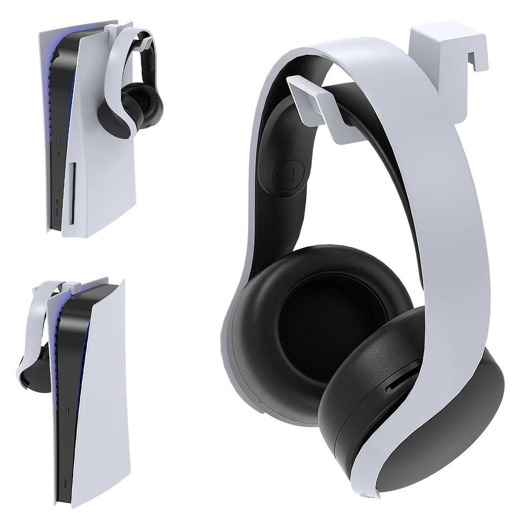 FYOUNG Headset Holder for PS5/for PS5 Slim, Hook Hanger for PS5 Headphone Hanger Holder, Headphone Stand for PS5/ PS5 Slim (White) White