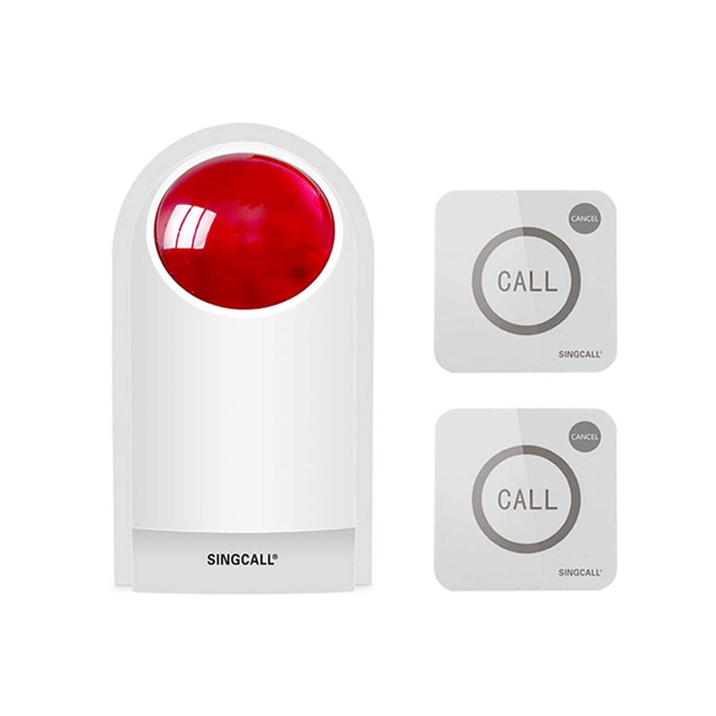 [AUSTRALIA] - Remote Emergency Strobe Siren Alarm Kit Waterproof Outdoor Loud Panic SOS Warning System for Business Home Shop Hotel School 300ft 1 Red Flashing Siren+ 2 Call Buttons 