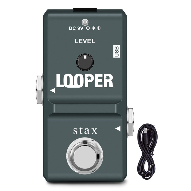 Stax Tiny Looper Pedal –Tiny Looper Electric Guitar Effect Pedal 10-Min Stereo Looper Unlimited Overdubs One-Button Control (Record/Play/Stop/Overdub/Delete) True Bypass.