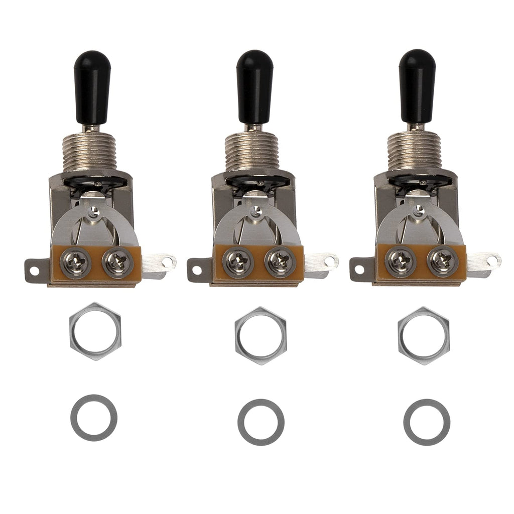 3Pcs Yootones 3 Way Short Straight Guitar Toggle Switch Pickup Selector Compatible with SG Epiphone Les Paul Electric Guitar (Silver) Silver