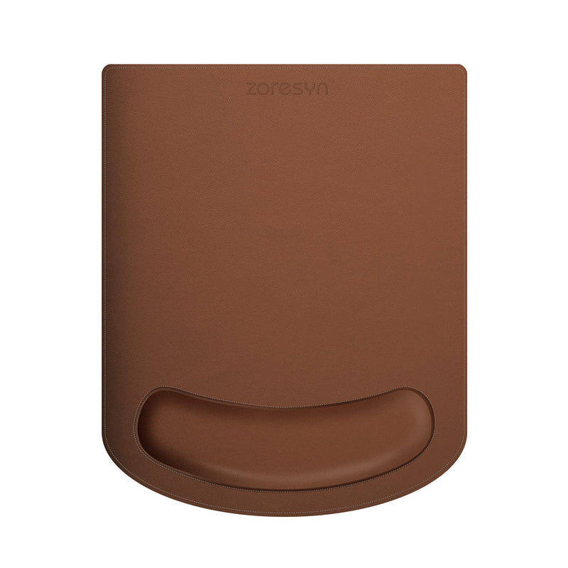 ZORESYN PU Leather Gaming Mouse Pad with Wrist Rest Support, Ergonomic Memory Foam Mouse Wrist Rest Pad, Non Slip Mousepad - Large, Brown Light Brown WMP-01