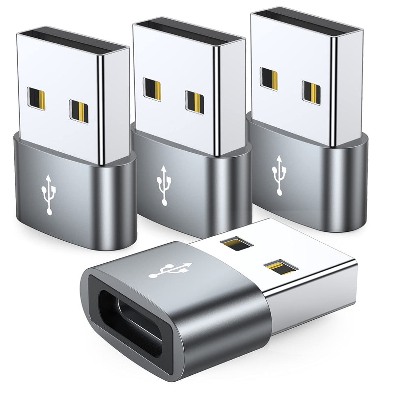 USB C Female to USB Male Adapter (4-Pack),JXMOX Type C to USB A Charger Cable Adapter,Compatible with iPhone 11 12 13 Mini Pro Max,iPad 2021,Samsung Galaxy Note 10 S21 S20 Plus,Google Pixel 5 4 3 XL