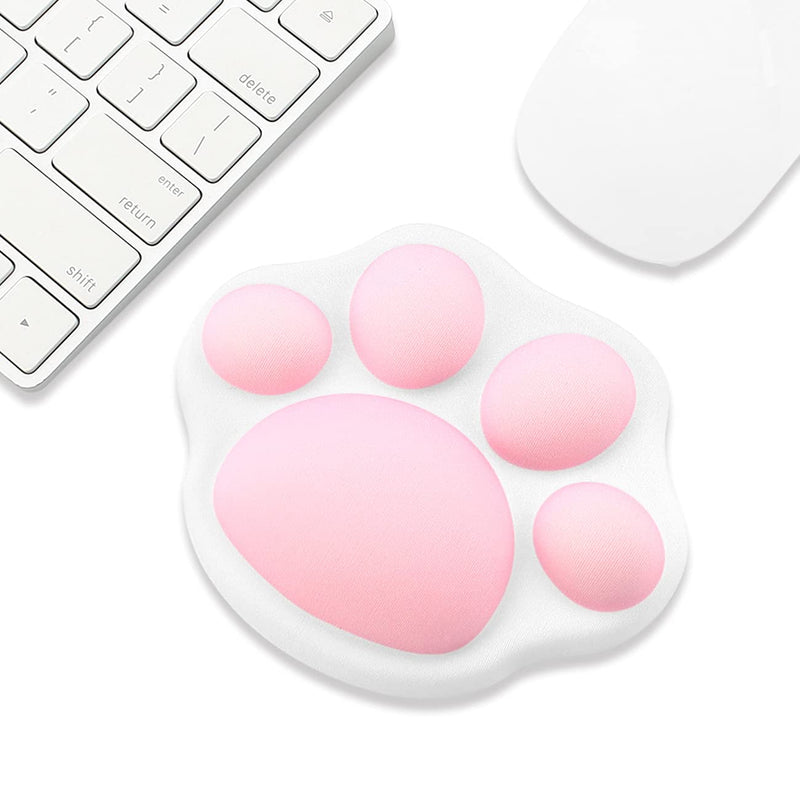 ProElife Cute Mouse Wrist Support Pad Cat Paw Pattern, Comfortable Soft Wrist Rest Hand Pillow Relief Hand’s Pain with Non-Slip Rubber Base 4.3'' x 3.7'' for Home, Office Computer Laptop (White) White