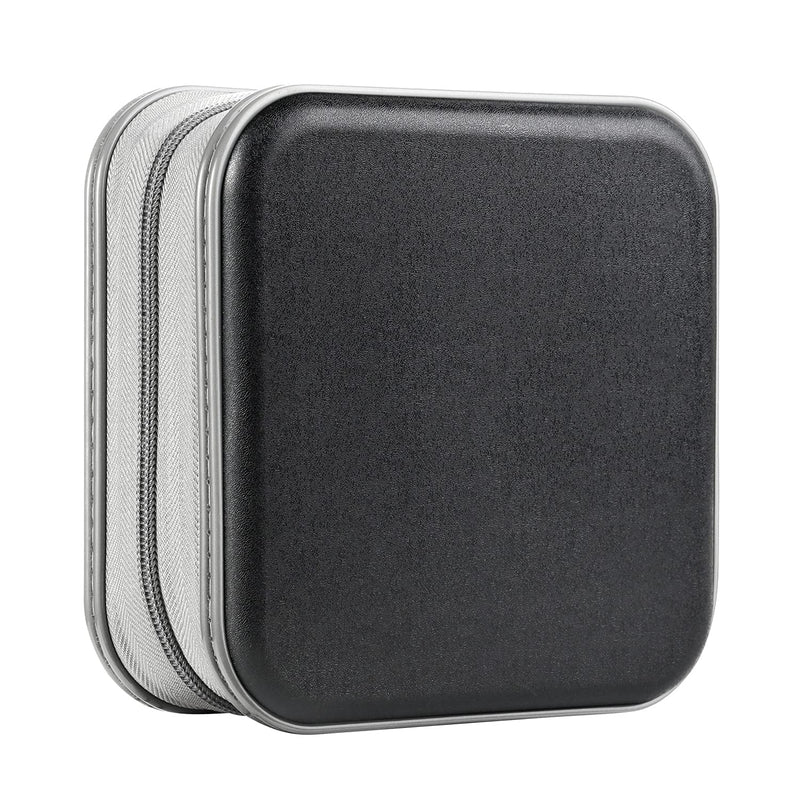 48 Capacity CD Case,Portable DVD Hard Plastic Case Holder CD Organizer Wallet Protective DVD Storage (Black, 48) black