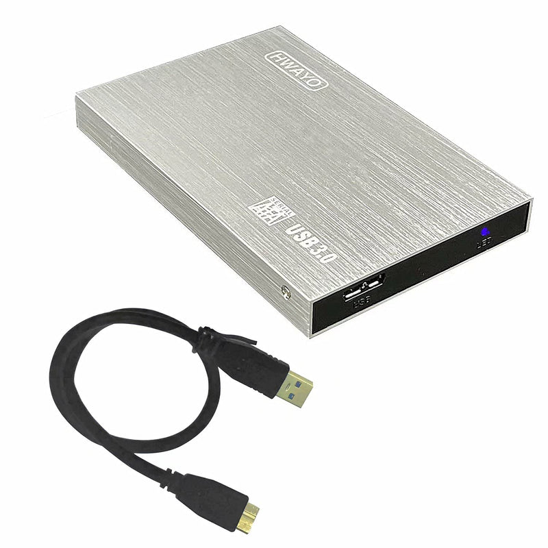 HWAYO 2.5'' HDD 1TB Ultra Slim Portable External Hard Drive USB3.0 Storage for Xbox One Console, PC, Laptop, MacBook (Silver) Silver