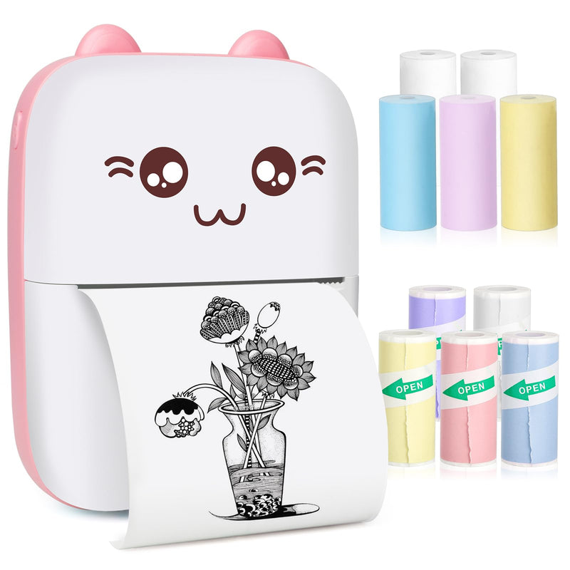 Mini Pocket Printer, Gifts for kids, Portable Thermal Printer for Pictures/Retro-Style Photos/Receipts/Notes/Lists/Label/ Memo/QR Codes, Bluetooth Wireless Smart Printer with Android or iOS APP (PINK) pink