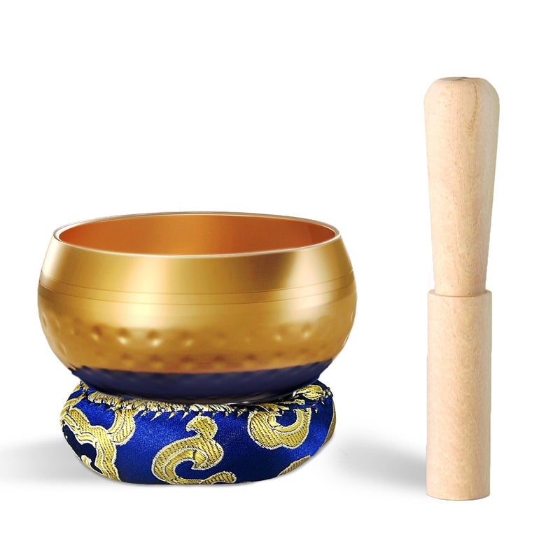 REGIS Tibetan Singing Bowl Set ? Mindfulness, and Stress Relief zen decor?Bowl Handcrafted in Nepal for Healing and Mindfulness (gold, 3 inch) gold