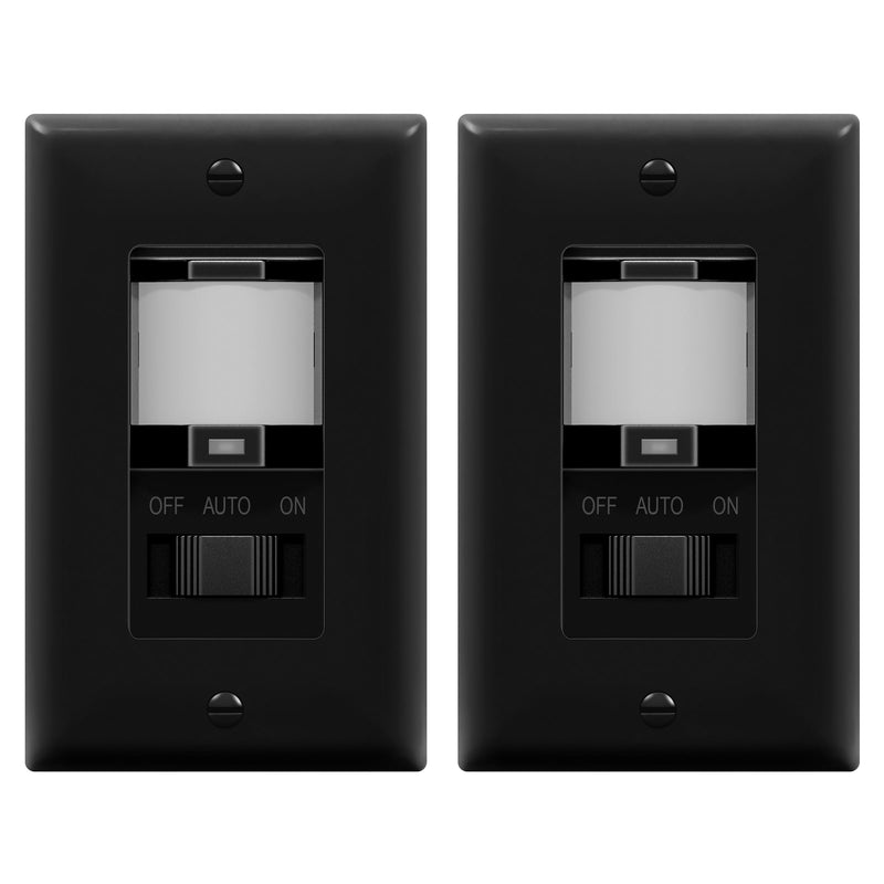 [AUSTRALIA] - TOPGREENER in Wall PIR Motion Sensor Light Switch, Occupancy Sensor Switch, 𝐍𝐞𝐮𝐭𝐫𝐚𝐥 𝐖𝐢𝐫𝐞 𝐑𝐞𝐪𝐮𝐢𝐫𝐞𝐝, On/Off Override, 𝐒𝐢𝐧𝐠𝐥𝐞 𝐏𝐨𝐥𝐞, 4A, 500W, TSOS5-BKWP,Black,2 Pack Black 2 Pack 