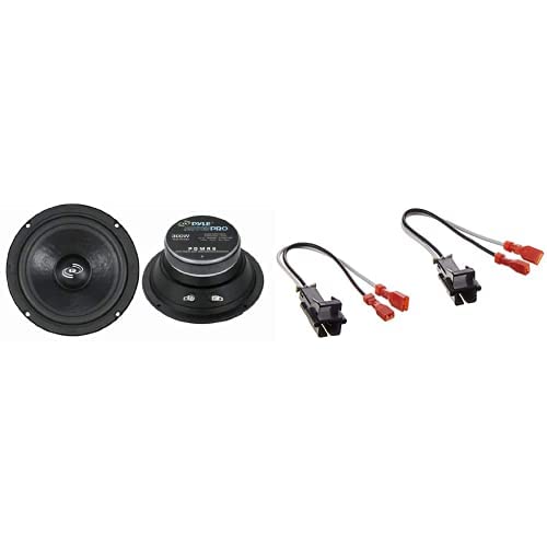 6.5" Car Audio Speaker Midrange - 300 Watt High Power Sealed Back Mid Range Speakers System, 200-5 kHz, 93 dB, 8Ohm, 30 oz Magnet & Metra 72-4568 Speaker Harness for Selected General Motor Vehicles Midrange + Speaker Harness Standard Packaging