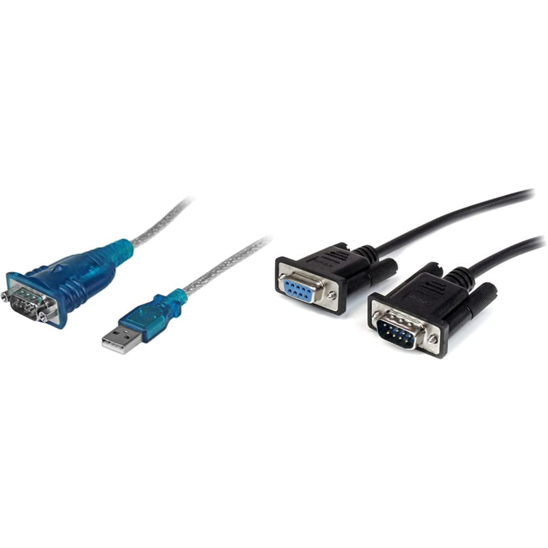 StarTech.com USB to Serial RS232 Adapter & 10 ft Serial Cable Bundle