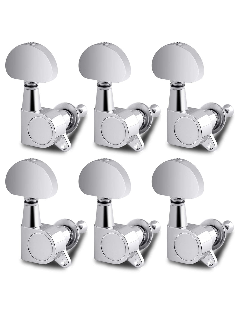 Bogart Sealed String Tuning Pegs Tuning Machines Grover Machine Heads Tuners Tuning Keys 6 In Line for Right Handed Acoustic Guitar or Electric Guitar Half Round Head Chrome., (TP 02-CR-6R)