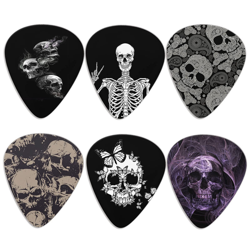 Guitar Plectrums Cool Skull Guitar Picks Classical Triangle for Bass, Acoustic & Electric Guitars Heavy Guitar Plectrums for Guitar Players 6 Piece 6-skull