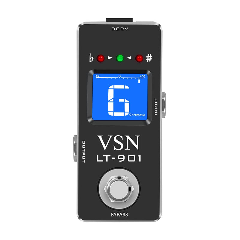 VSN Tuner Pedal,Chromatic Guitar Tuner Pedal Fast and Accuate Tuner for High Precision ± 1 Cent with Pitch Indicator for Electric Guitar and Bass True Bypass LT-901 Black Pedal Tuner