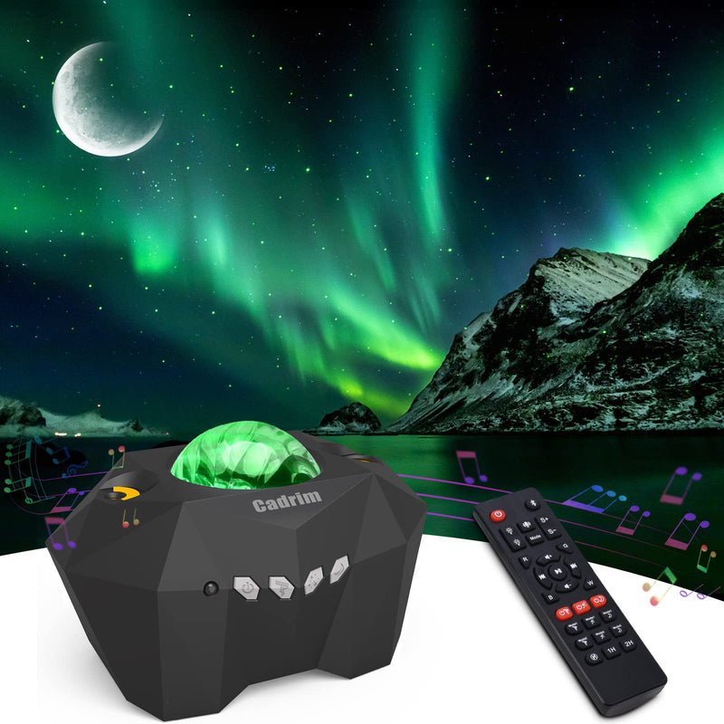 Cadrim Star Light Projector Aurora with Moon, LED Laser Starry Projection Built-in Bluetooth Speaker and Remote Multi-Color Night Lamp for Bedroom, Home Theater, Game Room and Mood Ambience Black