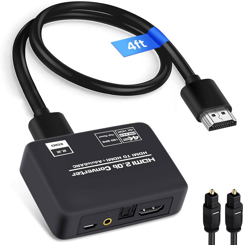 [AUSTRALIA] - 4K@60Hz HDMI 2.0b Audio Extractor Converter Adapter Splitter, HDMI ARC + Optical Toslink SPDIF + 3.5mm Stereo Audio Out, Support HDCP2.2 Digital PCM DTS 5.1, (Optical/HDMI Cables Included) 