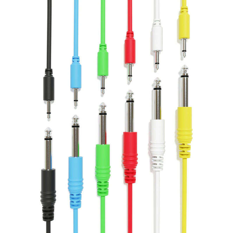 Mono Patch Cables - TS 3.5mm 1/8" to 6.35mm 1/4" [6A-Pack | 150 cm - 59.06"] 150 cm - 59.06" 6A-Pack