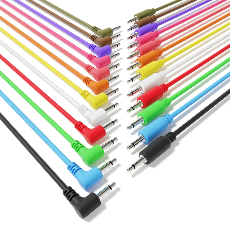 Hybrid Mono Modular Patch Cables - TS 3.5mm 1/8" - Eurorack Synth Synthesizer [12-Pack | 45 cm - 17.72"] 45 cm - 17.72" 12-Pack