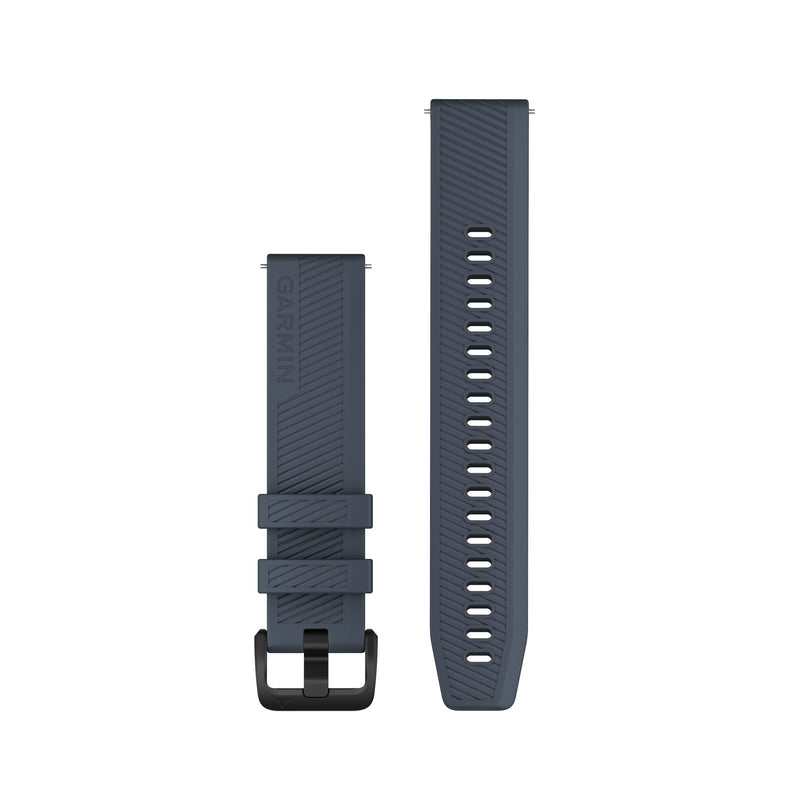 Garmin Quick Release 20 Watch Band, Granite Blue Silicone with Black Stainless Steel Hardware, (010-13076-01) | Original Garmin strap 20 mm, compatible with selected models, Quick Release, Silicone, Granite Blue Modern 107-196 mm