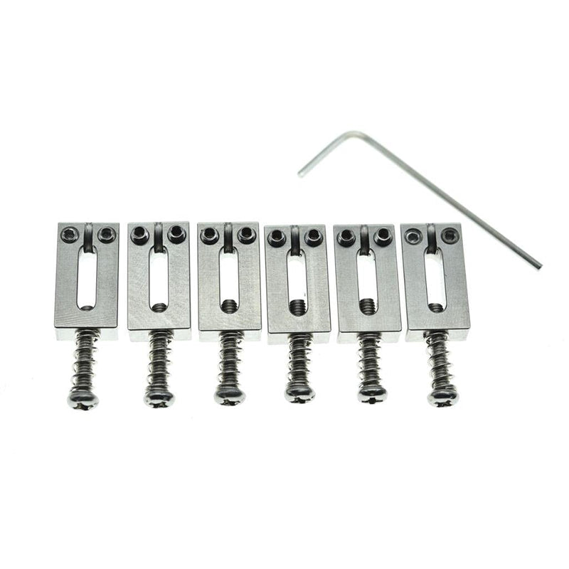 KAISH Upgraded Version Stainless Steel Guitar Bridge Saddles 10.5mm String Spacing with Nickel Screws for Stratocaster/Telecaster 10.5mm with Nickel Screws