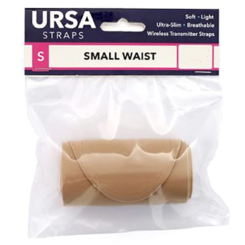 URSA Waist Strap - Ultra Slim, Breathable & Stretchy Microphone Transmitter Straps. Compatible with Most Transmitter/Receivers (Beige, Small Waist - Big Pouch)