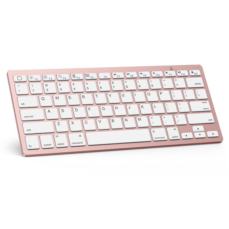 OMOTON Ultra-Slim Bluetooth Keyboard Compatible with iPad 10.2(9th/ 8th/ 7th Generation)/ 9.7, iPad Air 4th Generation, iPad Pro 11/12.9, iPad Mini, and More Bluetooth Enabled Devices, Pink Gold