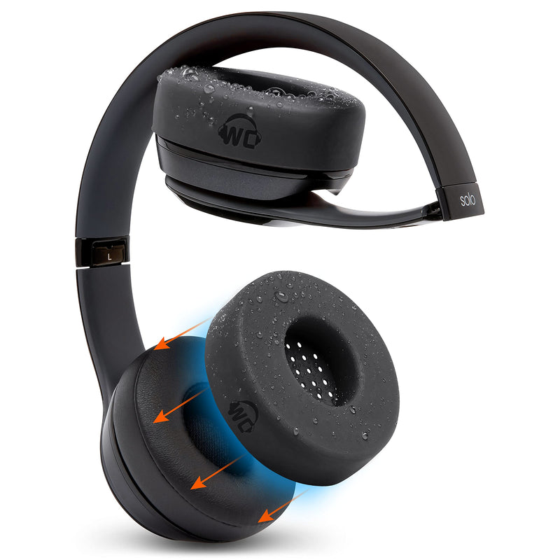 [AUSTRALIA] - Small WC SweatZ Protective Headphone Ear Covers Made by Wicked Cushions | Fits Beats Solo 2 & 3 | Sweatproof, Washable & Preserves Comfort | Black 