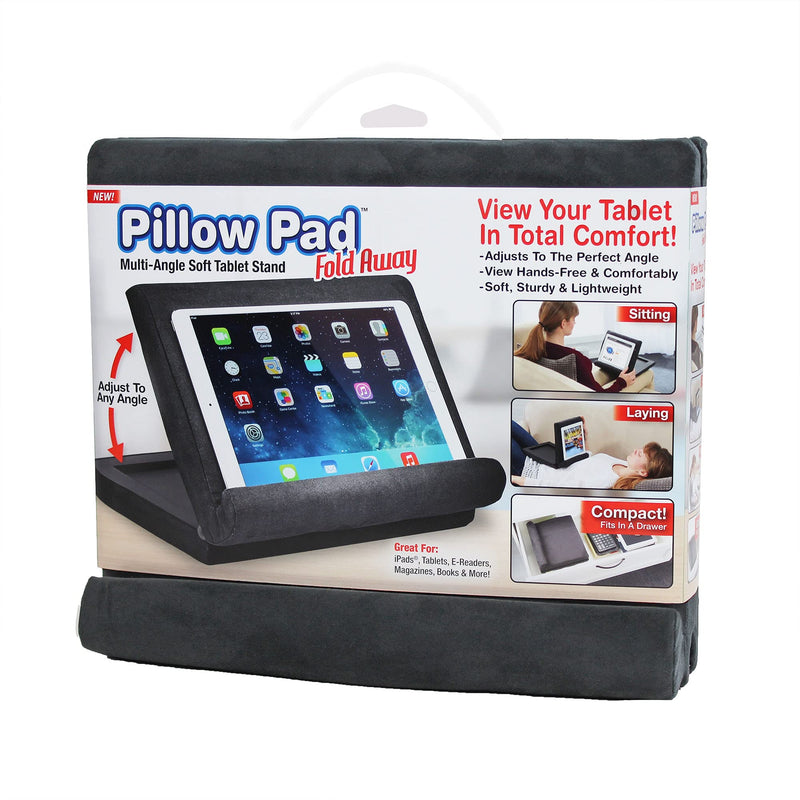 Ontel Pillow Pad Fold Away Multi-Angle Soft Tablet Stand, Gray Grey