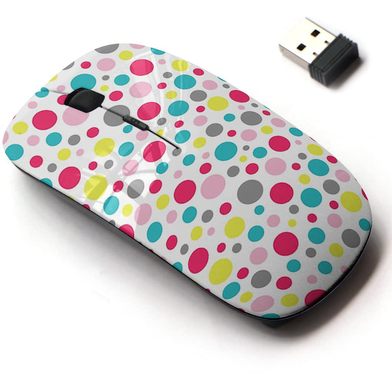2.4G Wireless Mouse with Cute Pattern Design for All Laptops and Desktops with Nano Receiver - Polka dot