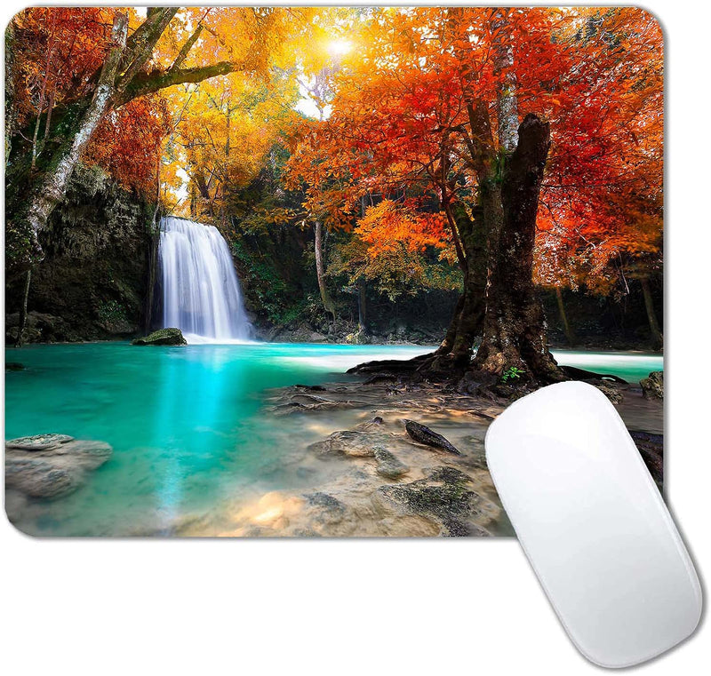 Deep Forest Waterfall Mouse Pad,Non-Slip Rubber Base Wireless Gaming MousePads for Computers Laptop Office,Cute Mouse Pads with Designs for Women S135