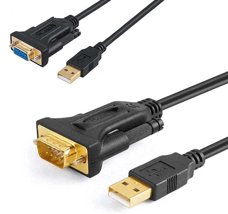 Bundle – 2 Items: CableCreation 3.3FT USB to RS232 Serial Male Cable + 6.6FT USB to RS232 Female Adapter with Prolific PL2303 Chip, for Windows 10, 8.1, 8,7, Vista, XP, Linux, Mac OS X