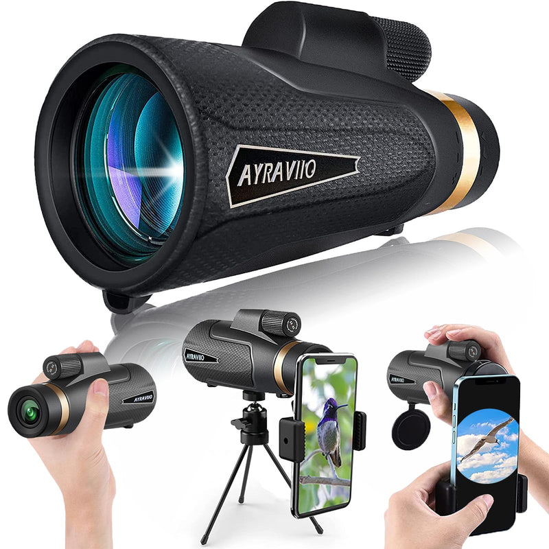 12×60 Monocular Telescope with Smartphone Holder & Upgraded Tripod, High Powered SMC & BAK4 Scope, Birthday Gifts for Men Dad Him Husband Teen, White Elephant Gift, Outdoors Survival Hiking Gear