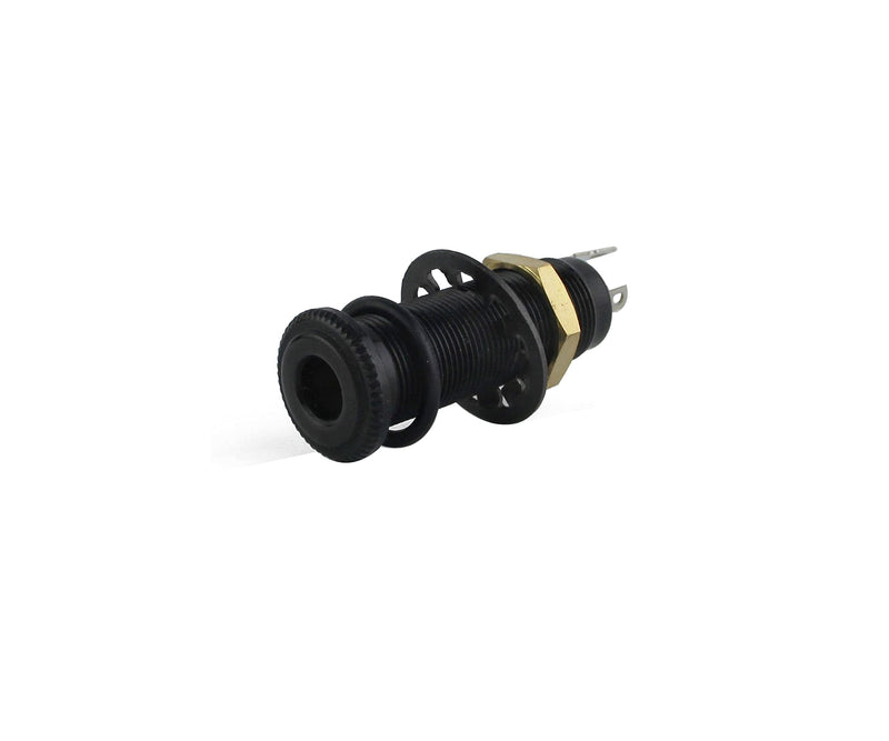 Guyker Stereo Long Threaded Output Jack - Barrel Cylinder Input Output Jacks Plug Sockets 6.35mm for Electric Guitar Bass (1 Piece, Black)