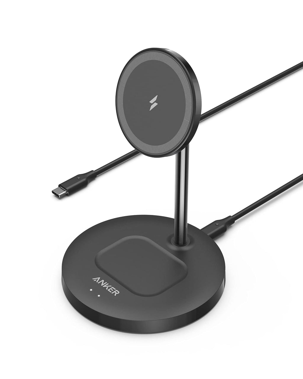 Anker Wireless Charging Stand, PowerWave 2-in-1 Magnetic Stand Lite with USB-C Cable, Compatible with iPhone 15/15 Pro/15 Plus/15 Pro Max/14/13 and AirPods 2/Pro - No AC Adapter Included Black