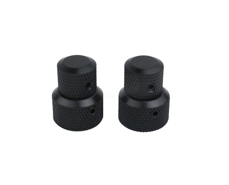Guyker 2Pcs Brass Concentric Stacked Knobs, Dual Knurled Control Knobs, High Grade Dome Volume Tone Knob Replacement for Electric Guitar or Precision Bass - CNC Machined (Black) Black