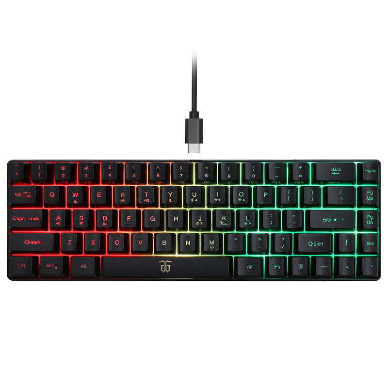 Snpurdiri Wired 65% Gaming Keyboard, 68 Keys Mini Keyboard RGB Backlit,More Pratical Arrow Keys and Edit Keys Than 60 Keyboard, for PC/Mac Gamer, Typist, Travel(Black) Black(detachable cable)