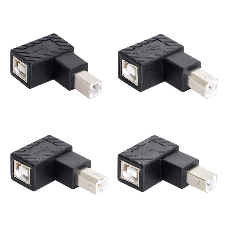 Xiwai 4Pcs USB 2.0 B Type Male to Female Extension Adapter Horizontal Vertical Angled 90 Degree for Disk Scanner