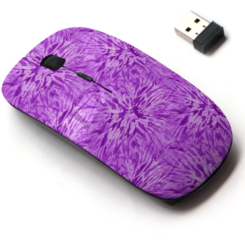 2.4G Wireless Mouse with Cute Pattern Design for All Laptops and Desktops with Nano Receiver - Tiedye Purple Color