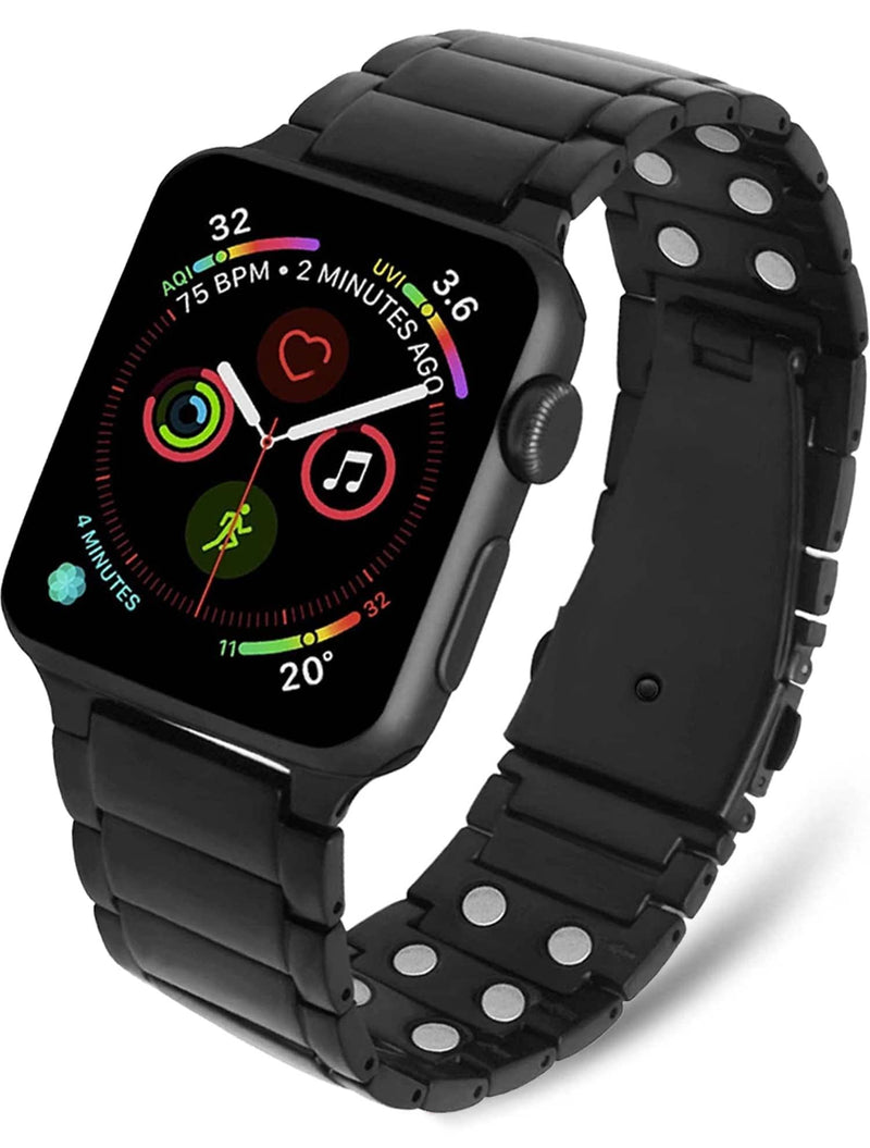 MagnetRX® Magnetic Band Compatible with Apple Watch - 316L Stainless Steel Ultra Strength Magnet Watch Band Compatible for Apple watch Series 9/8/7/6/5/4/3/SE (42mm/44mm/45mm, Black) 42mm/44mm/45mm