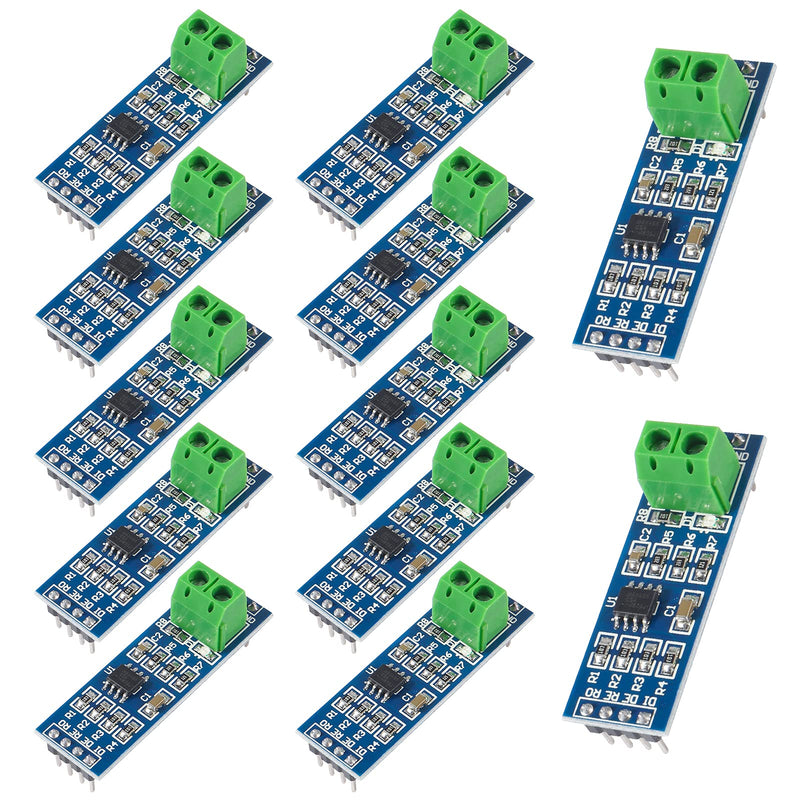 12Pcs MAX485 RS485 Transceiver Module TTL UART Serial to RS485 Instrument Interface Module Max458 Chip RS-485 Communication Transceiver 5V SCM Development Accessories Board for Raspberry Pi