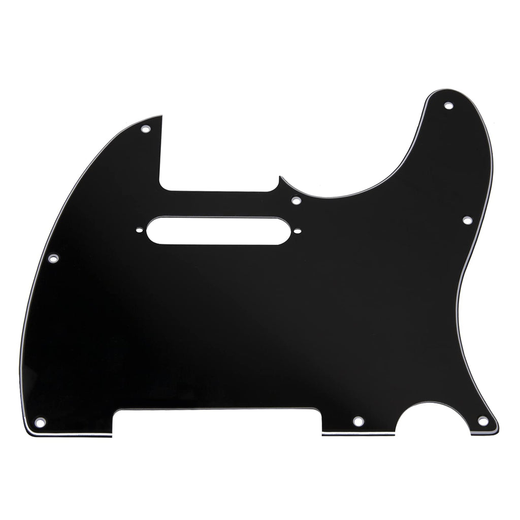 8 Hole Tele Guitar Pickguard Scratch Plate Compatible with USA/Mexican Fender Telecaster (3Ply Black)