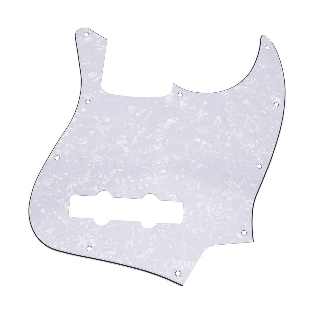 1Pcs Yootones 10 Hole Jazz Bass J Bass Pickguard Compatible with USA/Mexican Fender Jazz Bass (3Ply White Pearl) 3Ply White Pearl