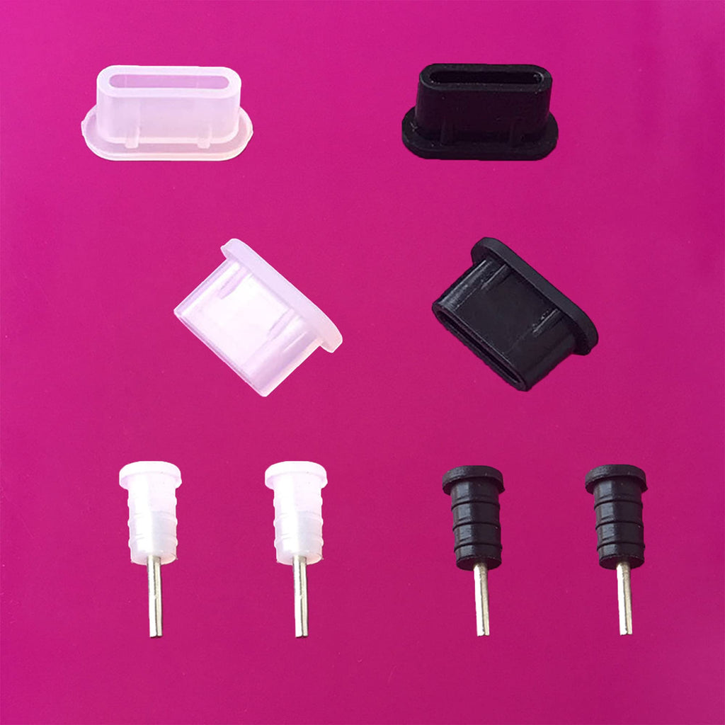 A Set of 8 Mobile Phone Anti-dust Plugs Caps, Silicone USB Type C Port Cover Includes 4 Type-C dust Plugs and 4 Headphone dust Plugs, Compatible for Type C Charging Port and Earphone Jack