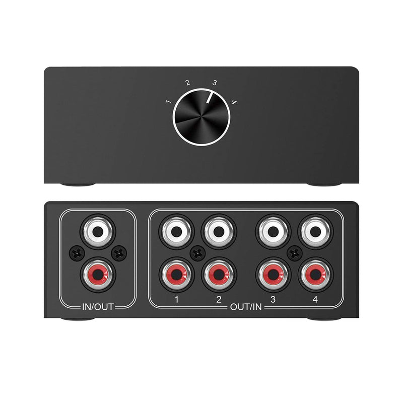 [AUSTRALIA] - 4-Way Stereo L/R Sound Channel Bi-Directional Audio Switcher, 1 in 4 Out or 4 in 1 Out, L/R Sound Channel Audio Switch Splitter RCA Stereo Switch Selector for DVD Stereo Speaker CD Player Bi-Directional RCA Switch 4 Port 