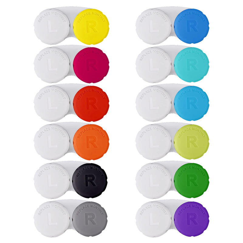 12PCS Colorful Contact Lens Case, Immersion Kit, Leak-Proof Packaging, Suitable for Outdoor Mini Case Screw Top Multicolor-12