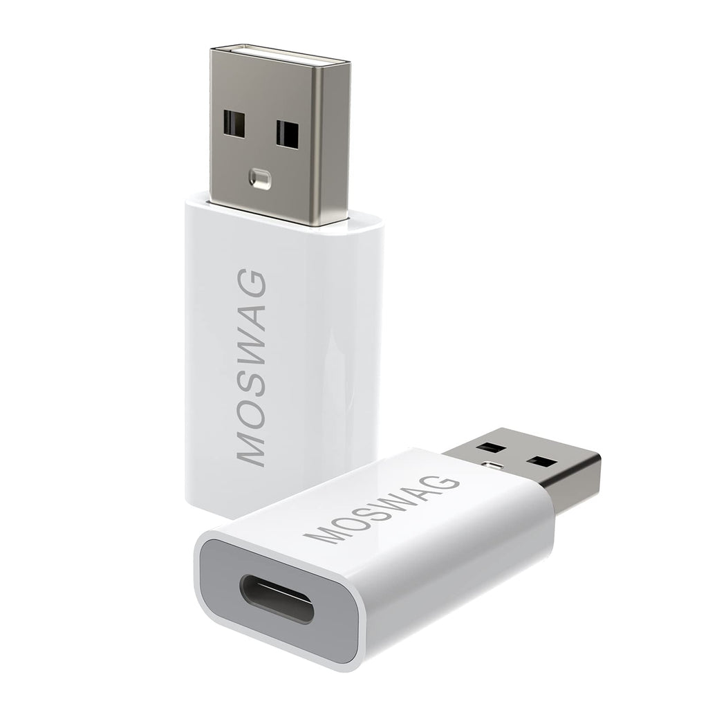 MOSWAG USB-C Female to USB-A Male Adapter 2 Pack White