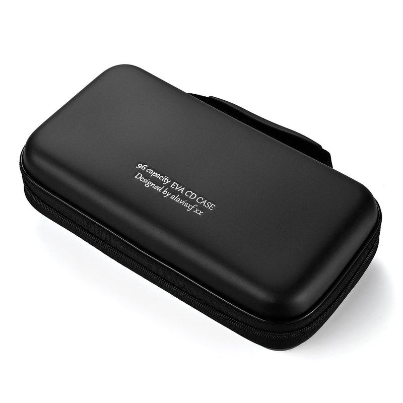 DVD Case, EVA CD Case Holder Storage Organizer Portable Protective DVD Wallet Holder for Car 96 Capacity Black96