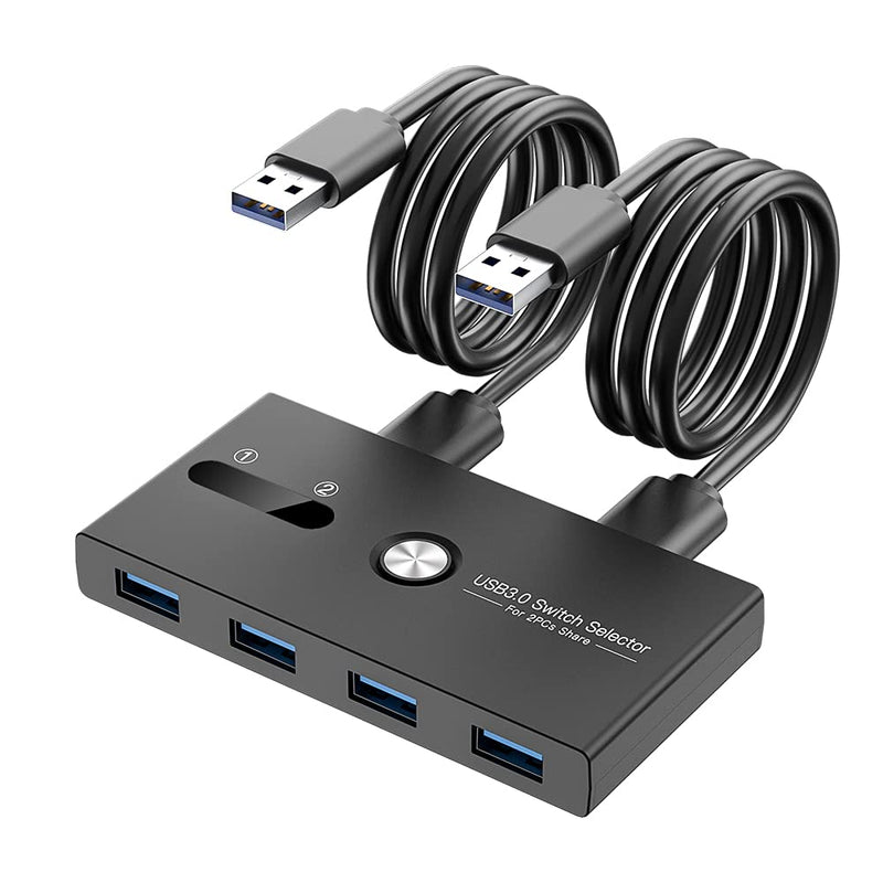USB Switch, USB 3.0 Switcher 2 Computers Share 4 USB for PC Mouse Keyboard Printer Scanner, USB KVM Switch Selector Compatible with Windows, Mac, Linux USB 3.0 SWITCH