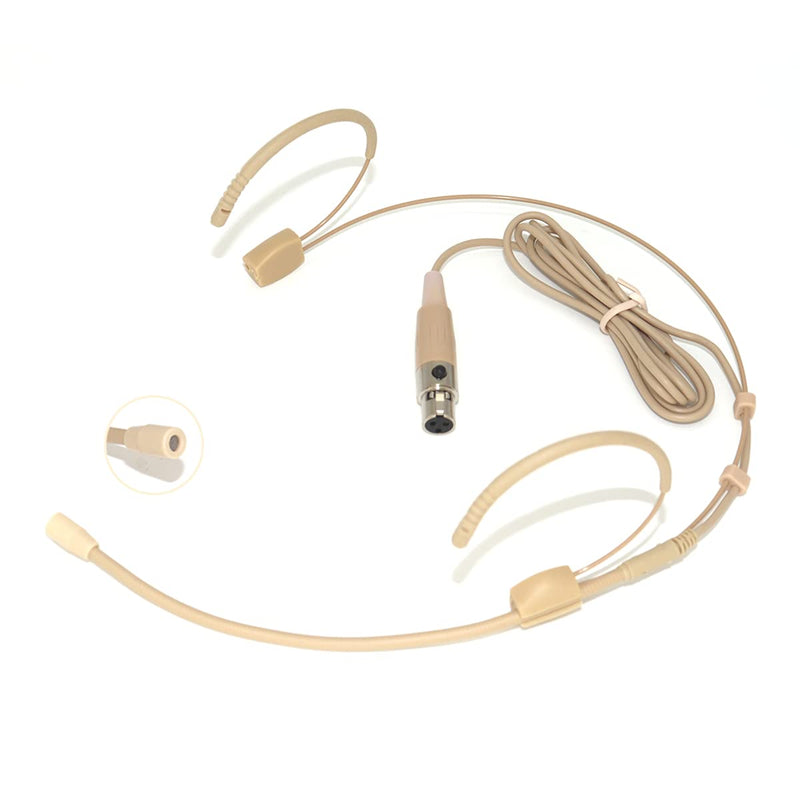 [AUSTRALIA] - Microphone Headset Double Over Ear Earset Headworn Mic Condenser Omnidirectional Compatible with AKG Wireless System Bodypack Transmitter Mini XLR TA3F Plug 
